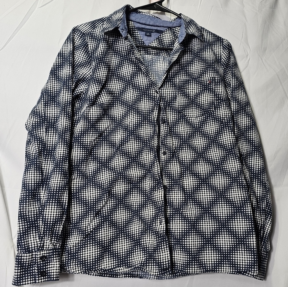 Tommy Hilfiger Womens front button down roll sleeve option blouse
